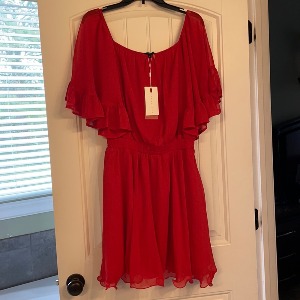 Spanish Red flamenco style off the shoulder dress size large NWT